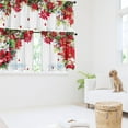 thumbnail image 3 of Christmas Poinsettia Curtain Valances 3 Piece Set Upper Curtain 52'''' Lx18'''' W & Lower Curtain 36'''' L X 26'''' W X2 Kitchen Windows Decor Red, 3 of 7