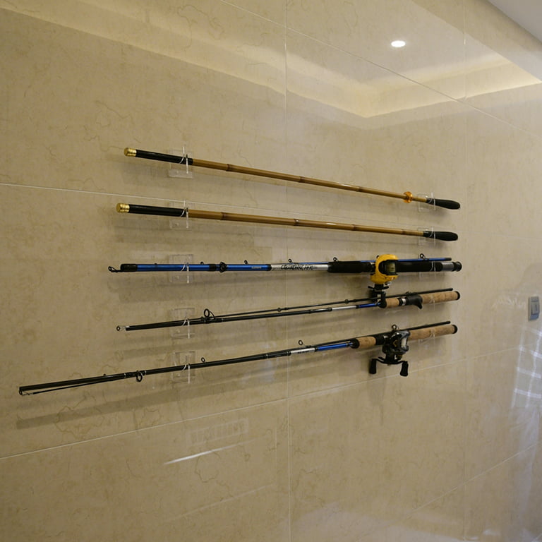 Travelwant 3 Sets Fishing Rod Rack Wall Mount Acrylic Fishing Rod