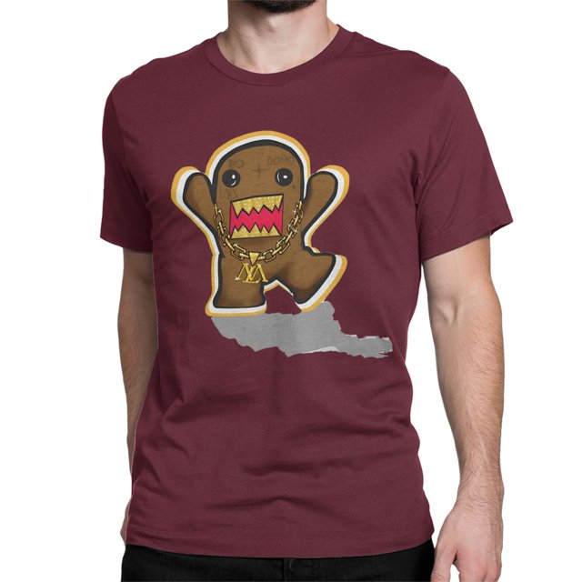 Camisetas de algodón con diseño de Domo Tattoo con parrilla para hombre y mujer, camisetas de manga corta con dibujos animados de Domo Kun marrón.
