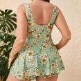 thumbnail image 5 of Women's Plus Size Two-Piece Bikini Set with Skirt Split Swimsuit, Flattering Swimwear for Beach, Pool, and Vacation, Ideal for Spring Break and Summer Fun Green 3XL, 5 of 7
