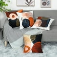 thumbnail image 3 of Abstract Boho Throw Pillow Covers 18x18 Set of 4 Mid Century Modern Aesthetic Navy Blue Burnt Orange Pillow Cushion Covers Geometric Minimalist Art Decor for Couch Bed Home Decor, 3 of 4