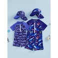 thumbnail image 3 of BemeyourBBs Toddlers Baby Boys 3 Piece Swimsuit Infant Bathing Suit Swim Shirt Trunk Shorts Set and Sun Hat Short Sleeve Shark Swimwear Sunsuit UPF 50+ Rash Guard, 3 of 9