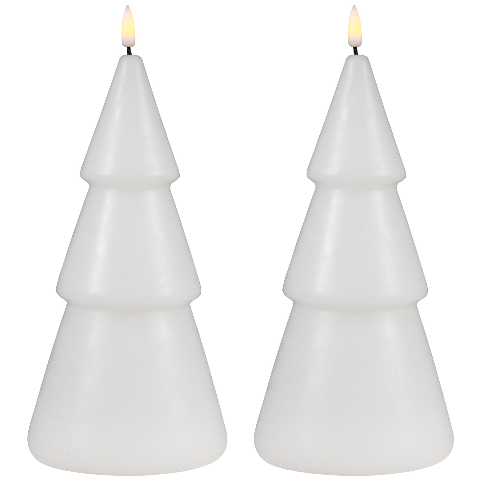Northlight LED Flameless Flickering Christmas Tree Wax Candles - 10.5" - White - Set of 2