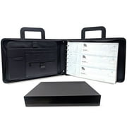 MSP- 7 Ring Business Checkbook Portfolio Briefcase with Retractable Handle with retractable Handle, Zipper Closure-500 Check Capacity -9x13 Inch Sheets (050- Black)