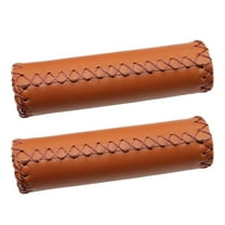 1 Pair Light Brown PU and Rubber Handlebar Grips for Mountain Bikes, Comfortable Non- Bike Grip Covers