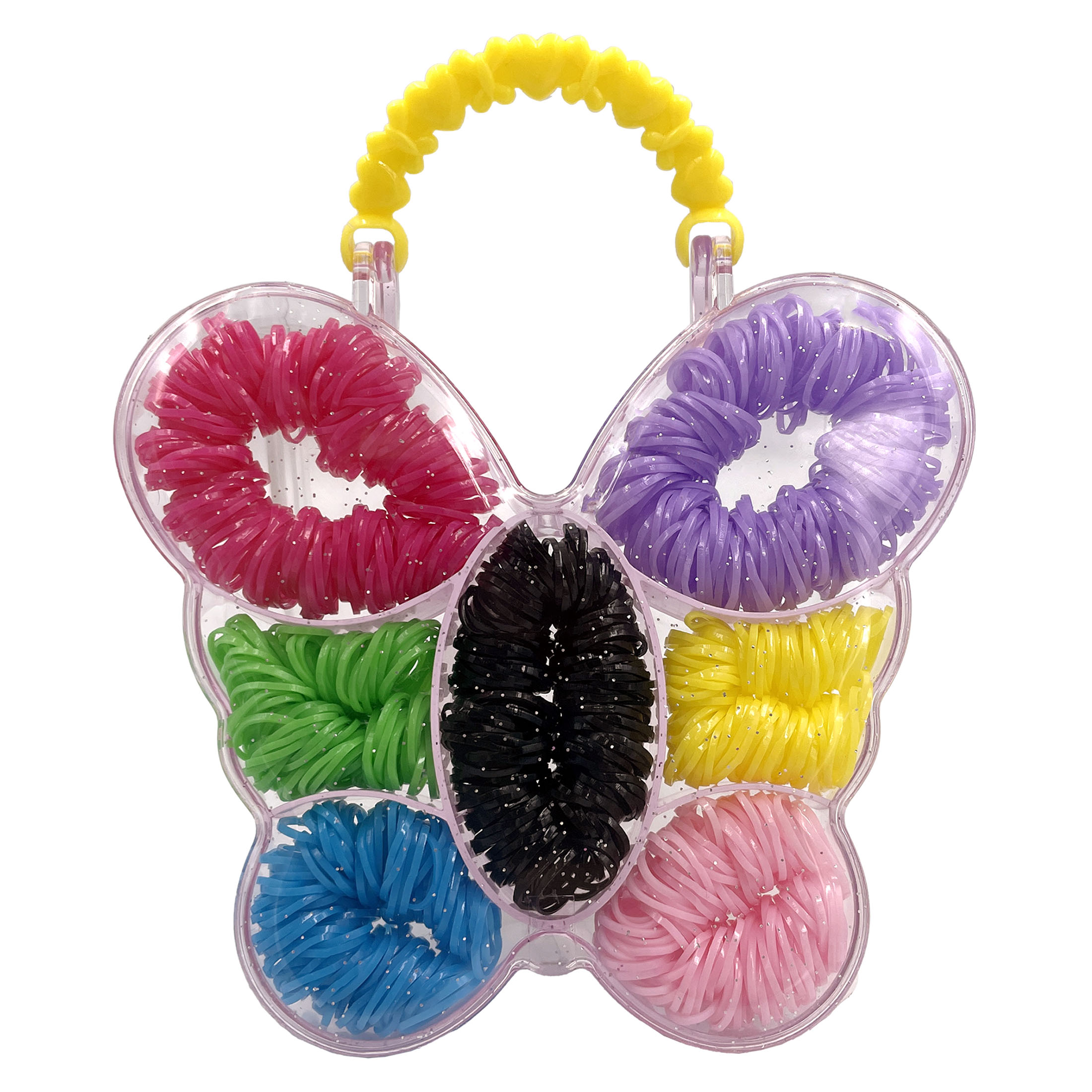 Kids Poly Bands in Butterfly Case for Ponytails, Braids, or Buns, Color May Vary (1,000 Count)