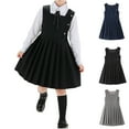 thumbnail image 3 of CHEEREAM Little Girls Pleated Tank Dress Knee Length Sleeveless Jumper Dress Plain School Uniform Size 3-14 Years Gray 120, 3 of 3