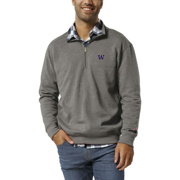 Men's League Collegiate Wear  Heather Gray Washington Huskies  Heritage Tri-Blend Quarter-Zip Pullover Sweatshirt
