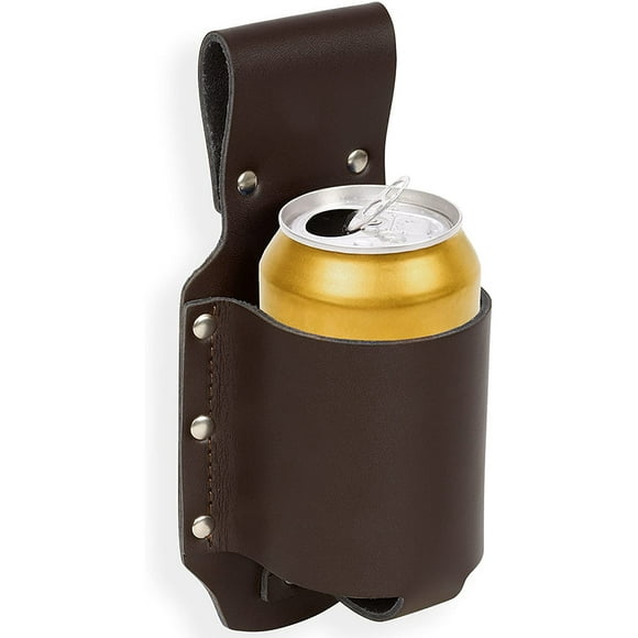 PU Leather Beer Holster for Up To Approx. 0.5 Liters Beer Bottle Beer Can Soda Beverage Holder Brown