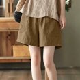 thumbnail image 5 of IUYRTFE Women's High Waist Loose Fit Summer Shorts with Pockets Elastic Waist Casual Straight Leg Bottoms, 5 of 5