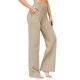 thumbnail image 2 of Pantalones Pierna para Mujer Pantalones Yoga Cintura Alta con Bolsillos Pantalones Deportivos Holgados y Elásticos para Trabajo o para Estar Cómoda en Casa Caqui L, 2 of 7