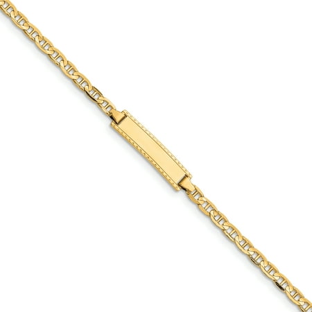 14k Yellow Gold Engravable 6in Baby ID Anchor Bracelet