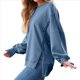 thumbnail image 2 of Sudaderas de Gran Tamaño para Mujer, Sudaderas con Capucha, Camisetas de Cuello Redondo, Conjuntos de Otoño, Ropa de Invierno Y2K para Adolescentes Azul L, 2 of 7