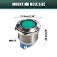 thumbnail image 3 of Unique Bargains 5 Pcs LED Indicator Light 19mm 12V Metal Shell Waterproof Pilot Dash Signal Lamp Interior Green, 3 of 6