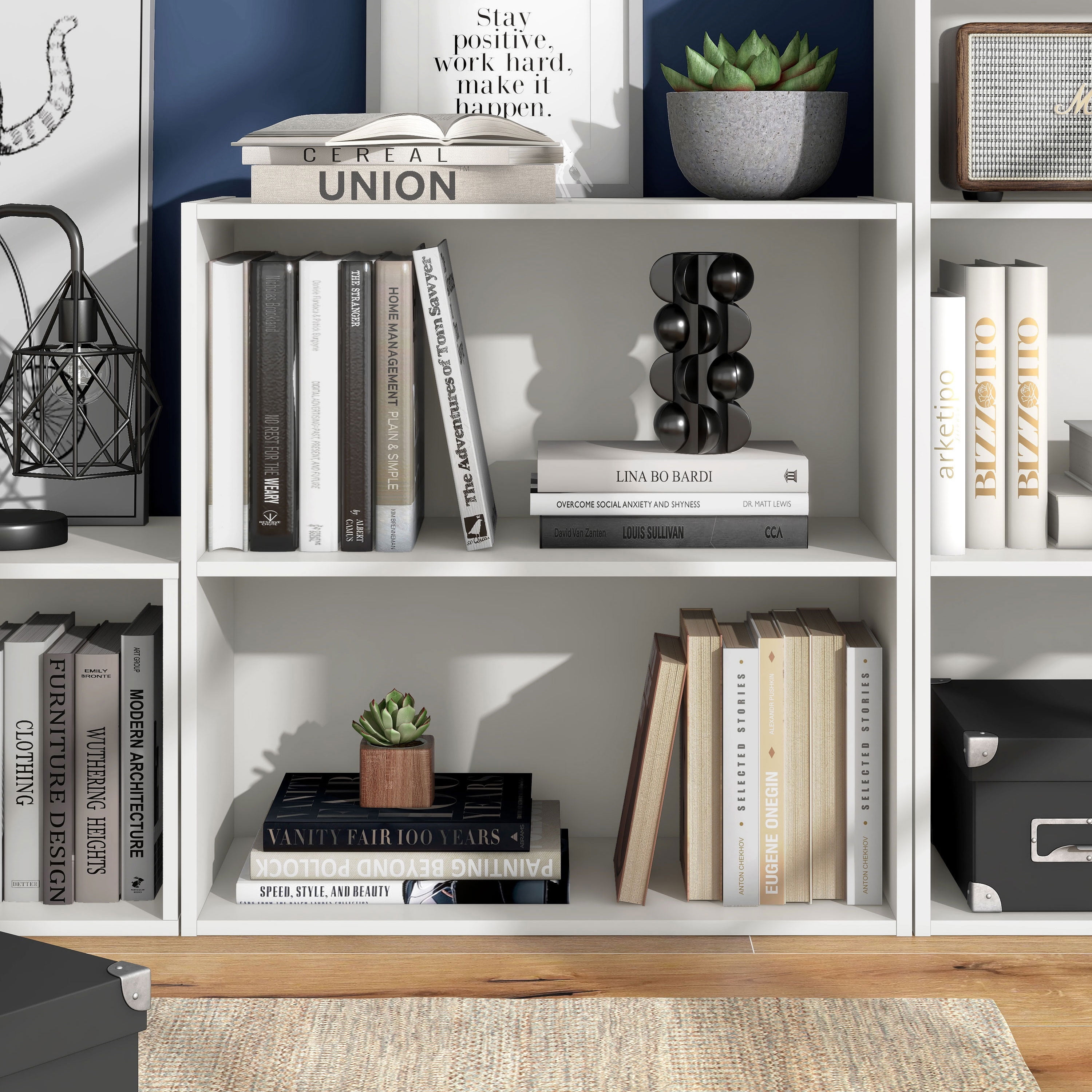 Join Stackable 2-Tier Wood White Bookcase