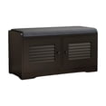 thumbnail image 4 of Hommoo Modern Shoe Storage Bench with Cushion, Entryway Shoe Rack Bench with Shutter Doors, Shoe Cabinet with Adjustable Shelves, Black, 4 of 6
