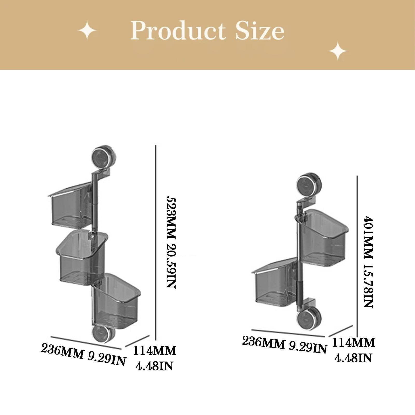 Rotating Kitchen Organizer with Suction Cup, 3-Tier Moveable Shelf for Refrigerator or Wall, No Drill Installation - Transparent Gray