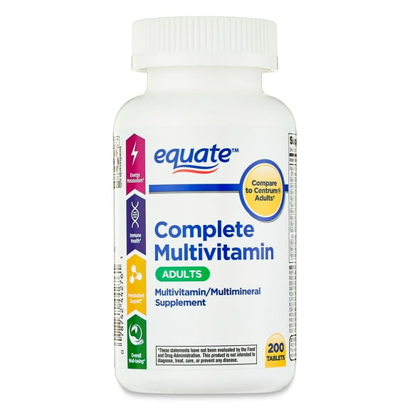 Equate Complete Multivitamin/Multimineral Supplement Tablets, Adults, 200 Count, Compare to Centrum® Adults