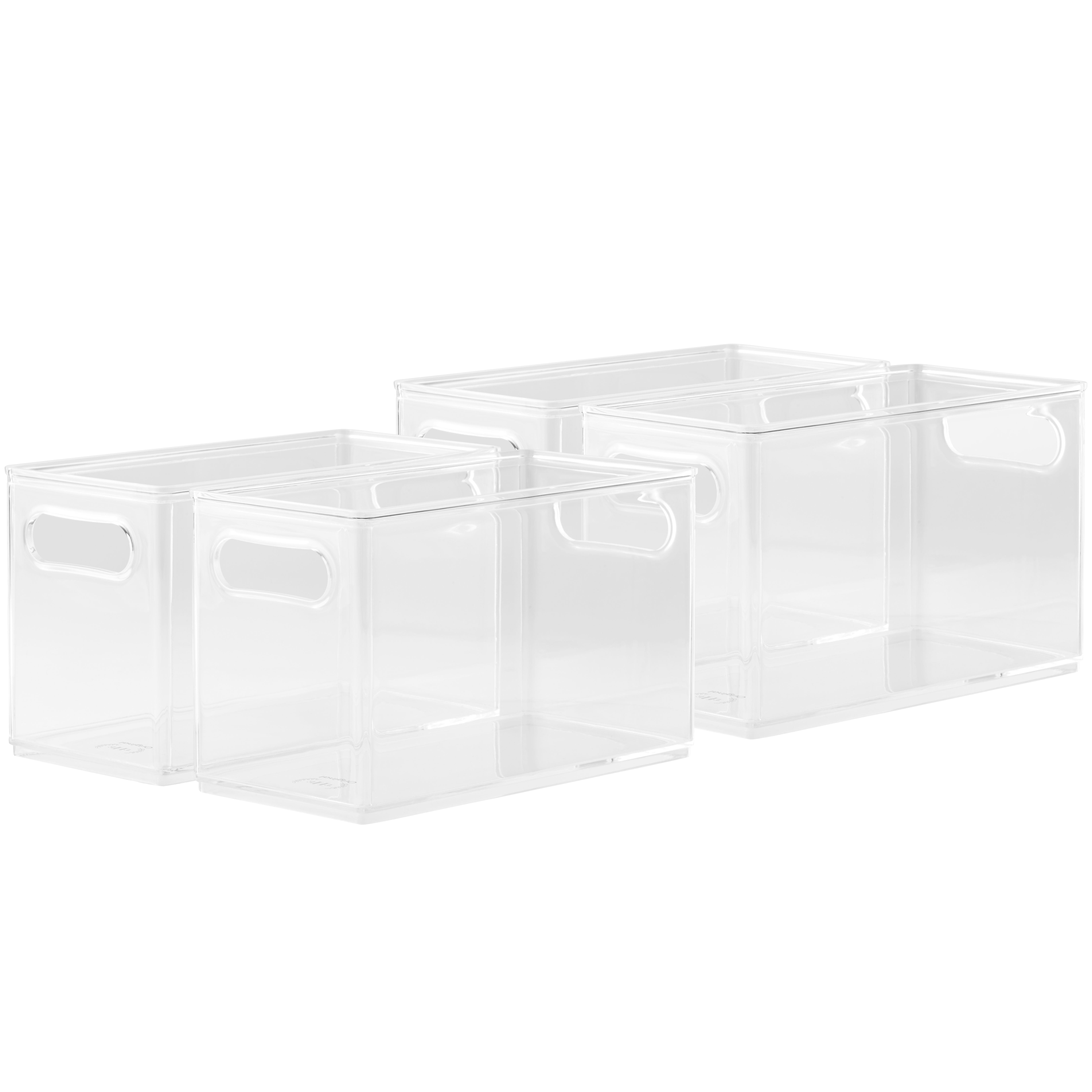 EAMAOTT Clear Plastic Storage Organizer Container Bins with Cutout Handles,  4Pcs
