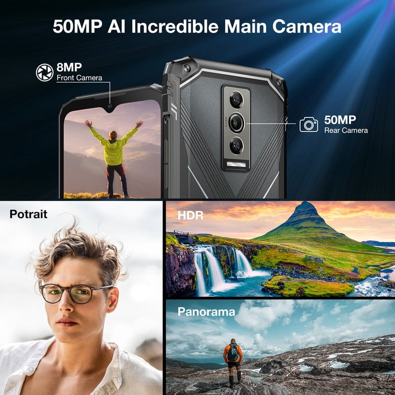 DOOGEE Blade10 Pro Rugged Phone,10.7mm Ultra-Thin,30GB+256GB/TF 2TB,6.56”HD+90Hz Rugged Smartphone,5150mAh Android 15,50MP+8MP Camera,NFC/Face ID/IP68/IP69K/3 Card Slot
