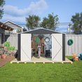 thumbnail image 2 of 10x12FT Outdoor Storage Shed for Outdoor, Utility Metal Storage Shed with Updated Frame Structure and Lockable Doors, All-Weather Shelter for Backyard, Patio, Lawn, Black, 2 of 8