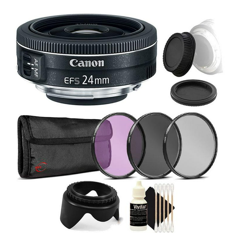 højt Lover og forskrifter fascisme Canon EF-S 24mm f/2.8 STM Wide Angle Lens with Accessories for EOS 70D, 7D,  Rebel T3, T3i, T4i, T5, T5i, SL1 DSLR Camera - Walmart.com