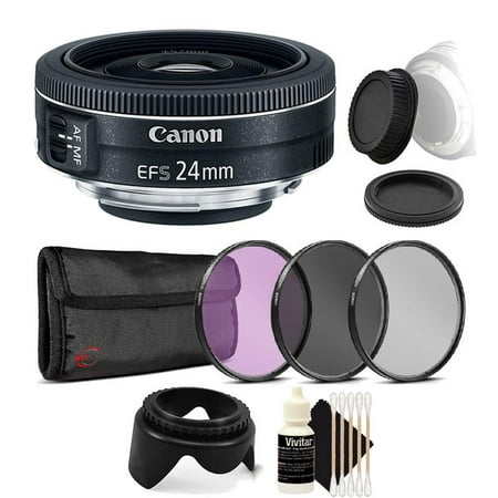Canon EF-S 24mm f/2.8 STM Wide Angle Lens with Accessories for EOS 70D, 7D, Rebel T3, T3i, T4i, T5, T5i, SL1 DSLR