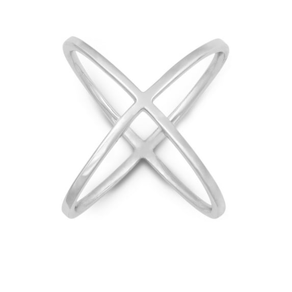 Beaux Bijoux Sterling Silver High-Polish "X" Criss-Cross Long Ring