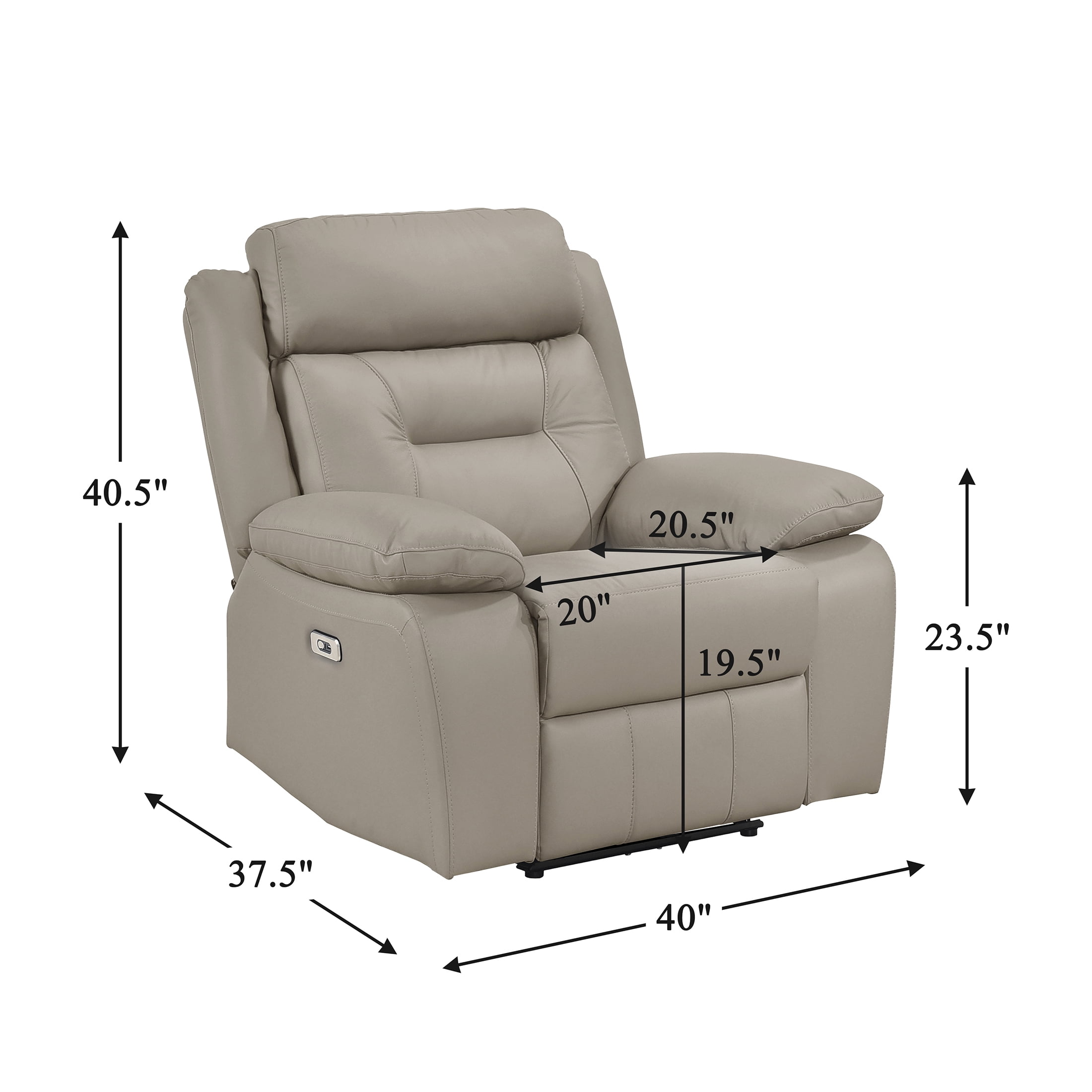 OakvillePark Trevellan Leather Power Reclining Chair, Latte