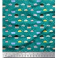 thumbnail image 1 of Soimoi Green Rayon Crepe Fabric Cupcakes Food Decor Fabric Printed Yard 46 Inch Wide, 1 of 3