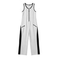 thumbnail image 4 of Wide Leg Jumpsuits For Women Zippered Round Neck Sleeveless Casual Jumpsuit Loose Trendy Wide Leg Baggy Overalls Summer Outfits with Pockets, 4 of 6