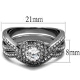 thumbnail image 4 of HIS & HER 3PC SILVER STAINLESS STEEL & TITANIUM WEDDING ENGAGEMENT RING Band SET Size Women's 06 Men's 09, 4 of 4