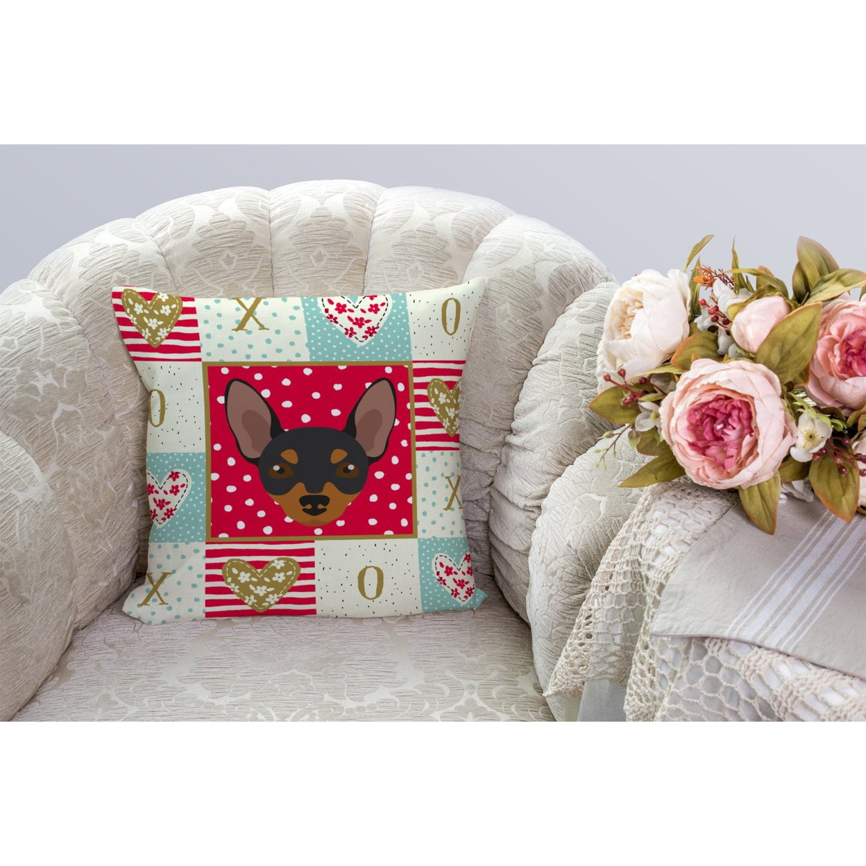 Carolines Treasures CK5230PW1414 Prague Ratter Love Fabric Decorative Pillow  14Hx14W multicolor