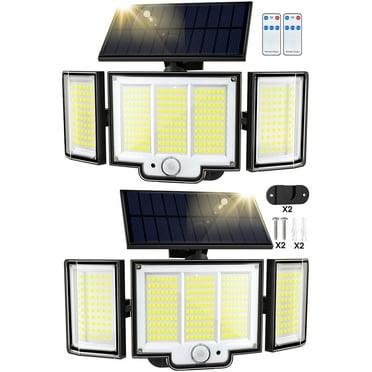 Solar Lights Outdoor , 2Pack 348 LED 3000LM Solar Motion Sensor Security Lights, Solar Flood Lights with Remote, 3 Lighting Modes Waterproof Solar Wall Lights for Yard,Garage,Patio Entryways