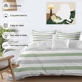 thumbnail image 3 of Geometric Sage Bedding Duvet Cover Set Twin Size 4 Pieces Green and Gray Stripes Soft Twill Plush Quilt Cover, Include 1 Duvet Cover 1 Flat Sheet And 2 Pillow, 3 of 7