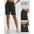 thumbnail image 6 of BALEAF Women's Bermuda Shorts Athletic Running Shorts Quick Dry High Waisted Workout Gym Shorts with Zipper Pockets Walking Casual Black L, 6 of 7