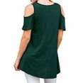 thumbnail image 4 of KVMeteor Women's Cold Shoulder Short Sleeve Round Neck Casual Tunic Tops Loose Blouse Shirts, 4 of 4