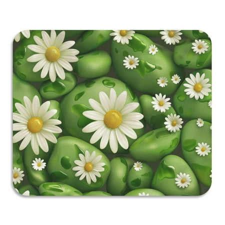 

ALAZA Dish Drying Mat for Kitchen Green Stones and Daisy Flowers Counter Absorbent Draining Pad 19.7 x15.7