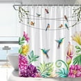 thumbnail image 3 of Bird Flower Shower Curtain Purple Floral Hummingbird Bathroom Curtains Calla Lily Garden Nature Plant Vintage Watercolor Bathtub Decor with Hooks 84 x 70 in, 3 of 6