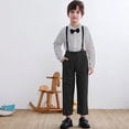 thumbnail image 2 of LIJCC Toddler Baby Boy Formal Suit Clothes Gentleman Wedding Dress Outfit Long Sleeve Dress Shirt + Suspender Pants 2 Pcs Set(Black,3-6 Months), 2 of 4