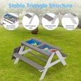 thumbnail image 2 of 3-in-1 Kids Outdoor Wooden Picnic Table W/ Umbrella, Convertible Sand & Wate W/ Toys, Gray, 2 of 10