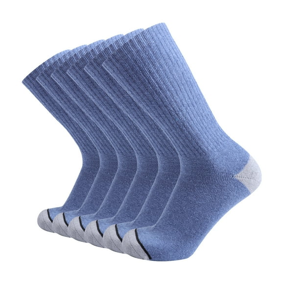 EnerWear 6P Pack Men's Cotton Moisture Wicking Heavy Cushion Crew Socks (10-13/shoe size 6-12 (6 Pair), Cowboy Blue)