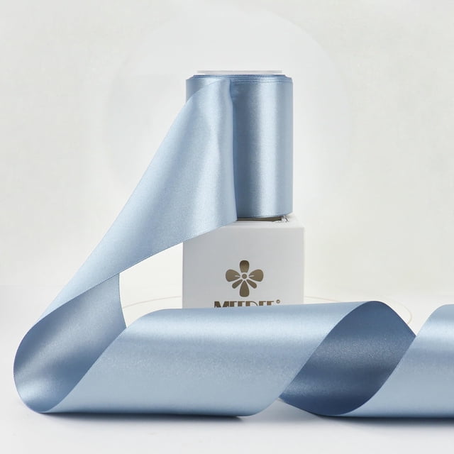 Cinta decorativa MEEDEE, 7,5 cm, doble cara, azul satinado