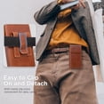 thumbnail image 3 of HOMEIORA Holster for iPhone 17, 17 Pro, 16, 16 Pro, 15, 15 Pro, 14, 14 Pro, 13, 13 Pro, 12, Galaxy S25, S24, S23, Premium Leather Pouch with Belt Clip Phone Holster Belt Case, Light Brown - M, 3 of 8