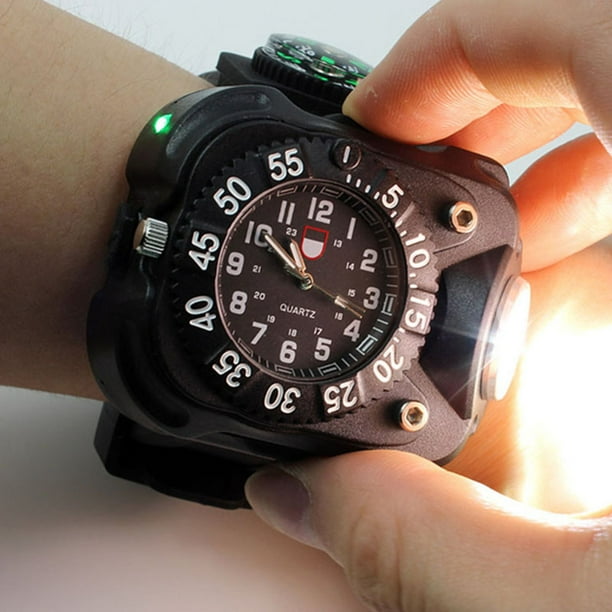 3in1 Super Bright LED Watch Flashlight Torch lights Compass