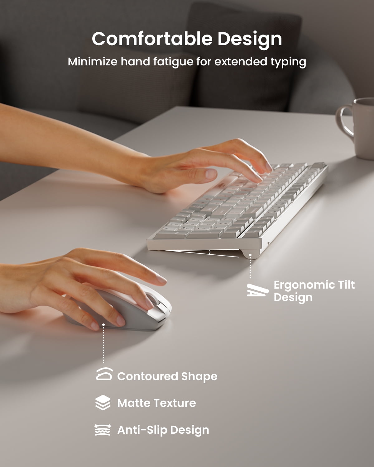 2.4G Wireless Keyboard and Mouse Combo,Compact Full-Size  (98 Keys) Keyboard,Silent Touch ,6-Button & 3-DPI Quiet Wireless Mouse,Portable Kit for Windows Computer PC Mac OS Laptop