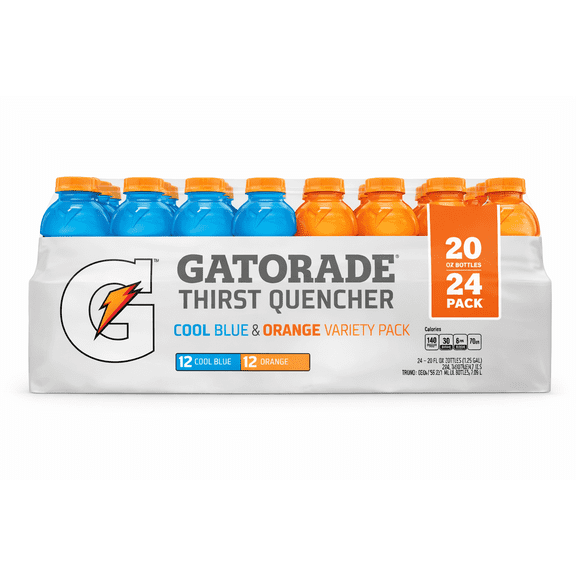 Gatorade Cool Blue & Orange Variety Pack Sports Drink 20 oz Bottles – Thirst Quencher – 24 Ct