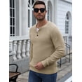 thumbnail image 6 of COOFANDY Mens Henley Waffle Pullover Sweater, Button Crewneck Casual Textured Sweaters, 6 of 9