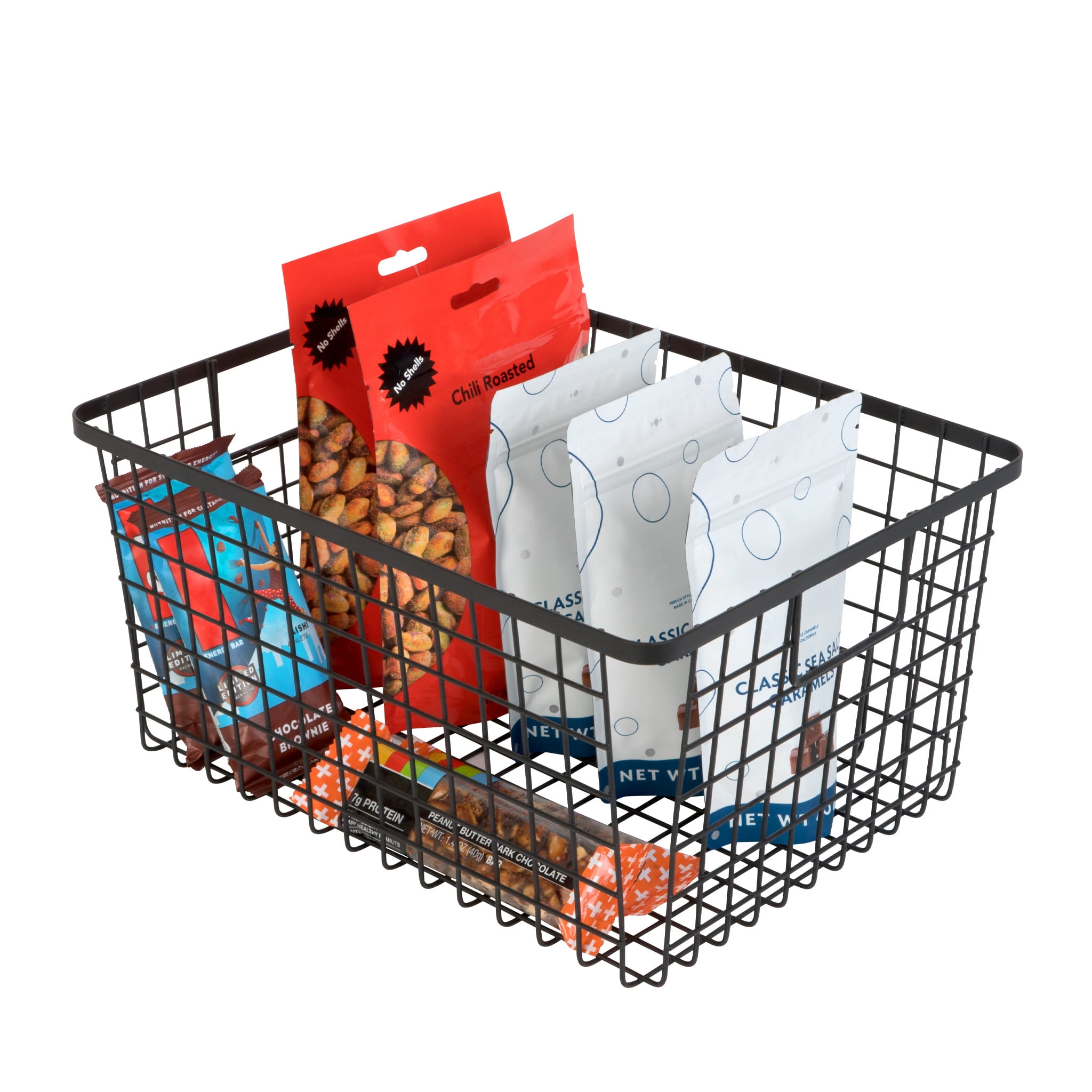 Smart Design Nestable Basket Organizer with Handles - 9 x 12 x 6 - Black - Set of 4