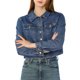 thumbnail image 5 of Chaqueta de mezclilla básica de botón para mujer Allegra K, lavado, azul oscuro, 5 of 6